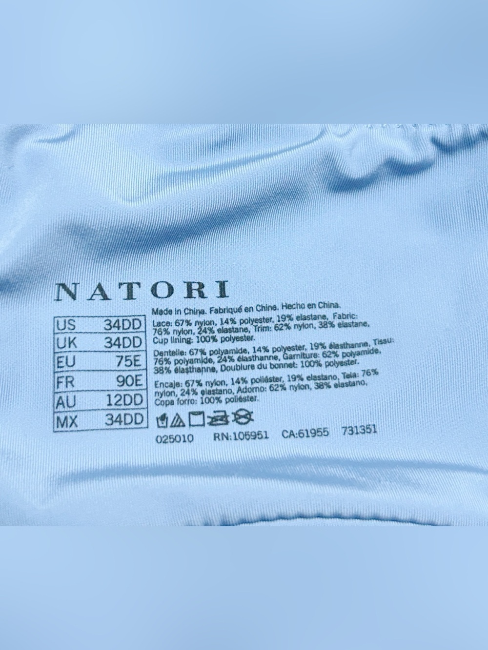 Natori Love Lace Underwire Bra 34DD Light Blue Floral Lace Lingerie - Picture 4 of 4